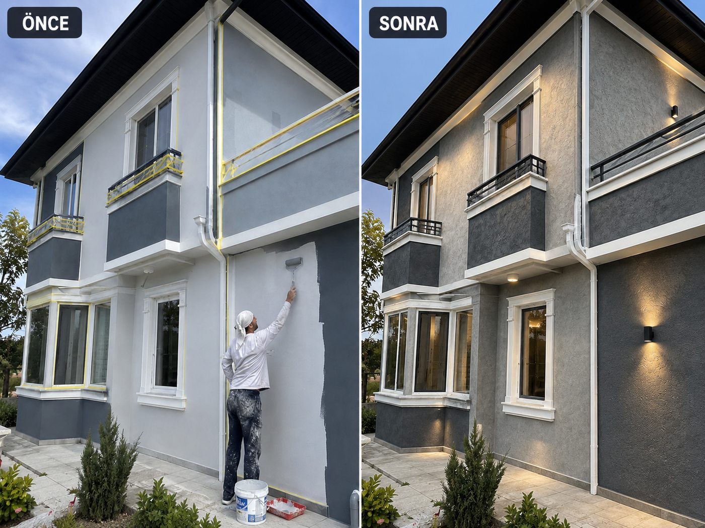 Şirince dış cephe boya öncesi ve sonrası